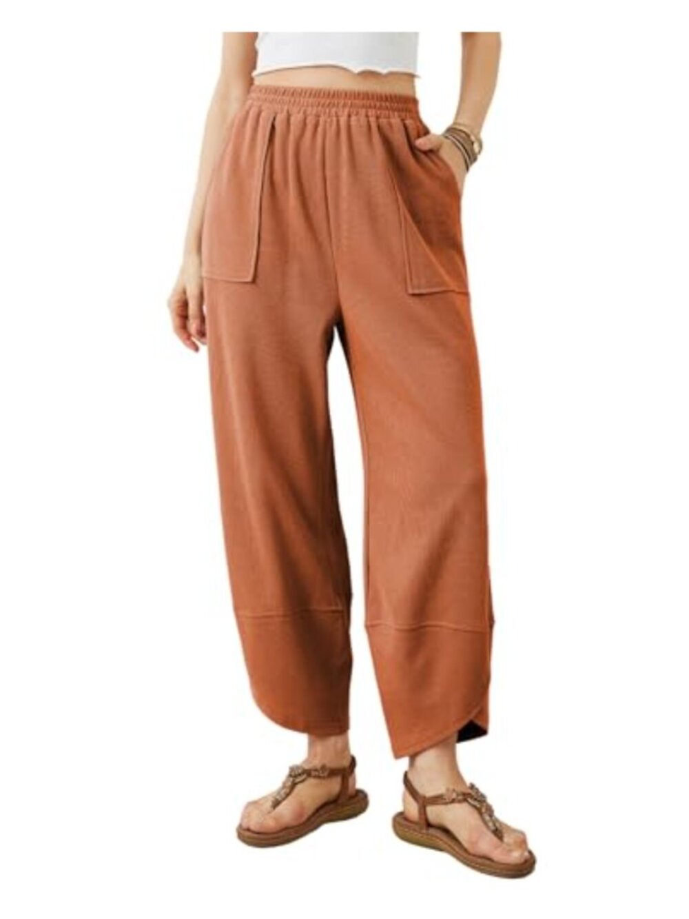 Womens Baggy Wide Leg Palazzo Pants Elastic Waist Harem Casual